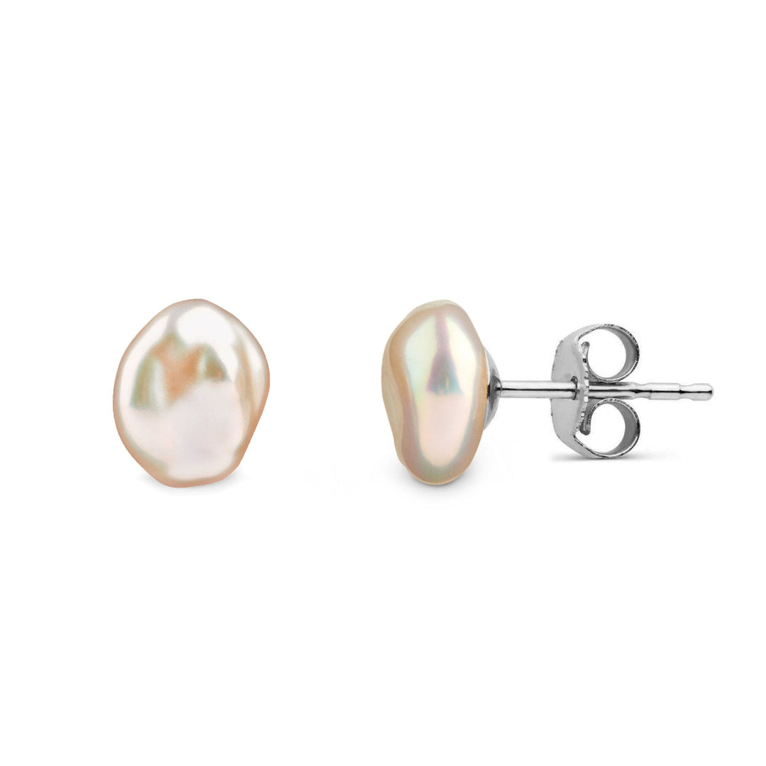 pearls earrings, keshi pearls earring with mapple leaf - style
