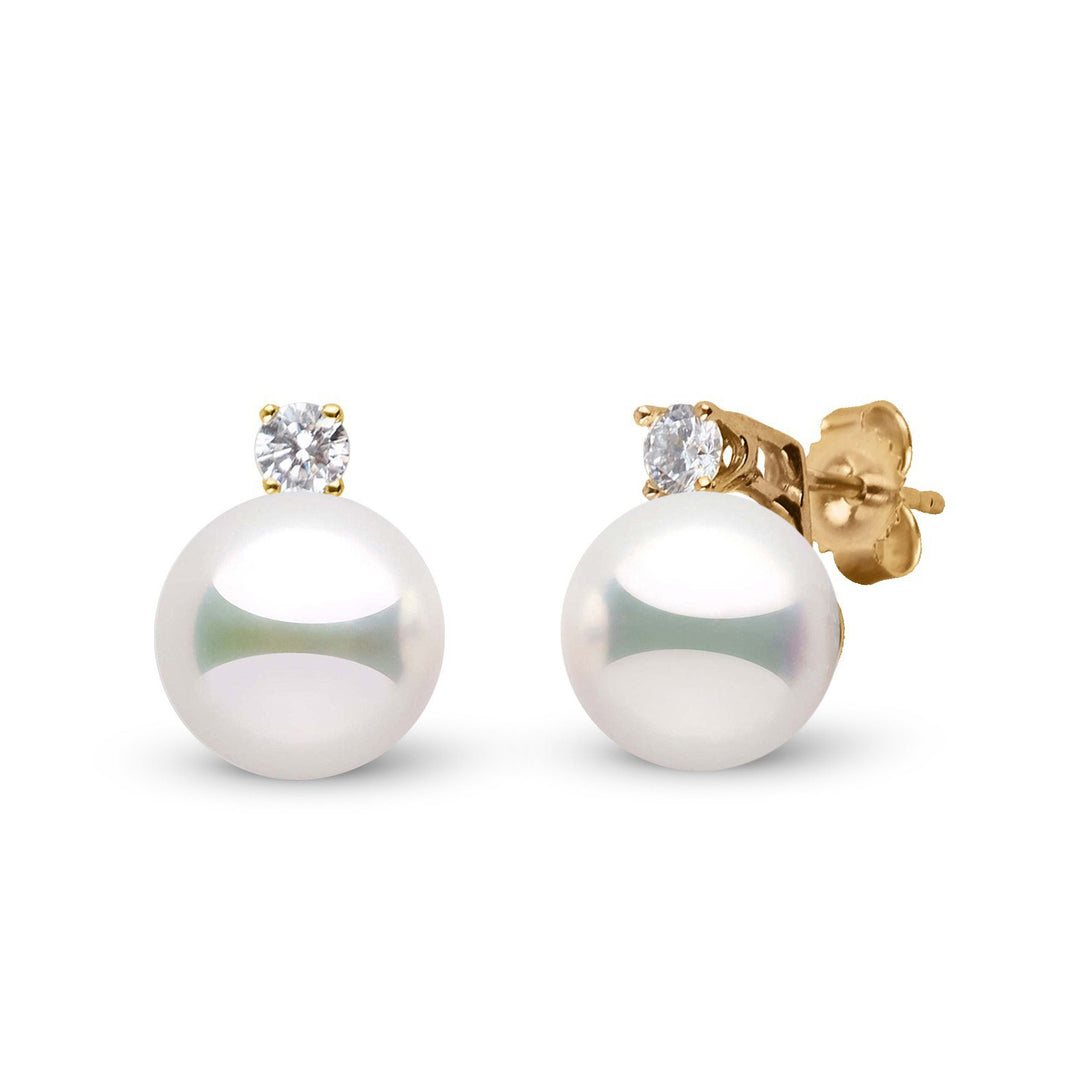 Starlight Collection 9.0-9.5 mm Akoya Pearl & Diamond Stud Earrings yellow gold