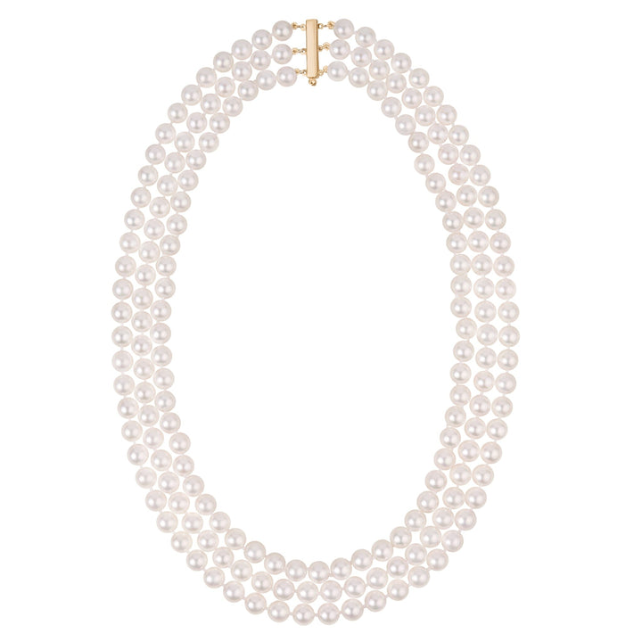 6.5-7.0 mm Triple Strand White Akoya AAA Pearl Necklace