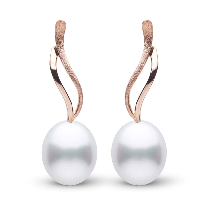 Wisp Collection Drop White South Sea 9.0-10.0 mm Pearl Earrings Rose Gold