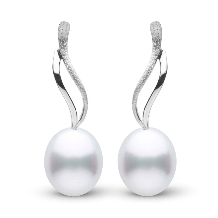 Wisp Collection Drop White South Sea 9.0-10.0 mm Pearl Earrings White Gold