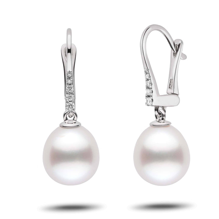 Allure Collection Drop White South Sea 10.0-11.0 mm Pearl & Diamond Dangle Earrings White Gold