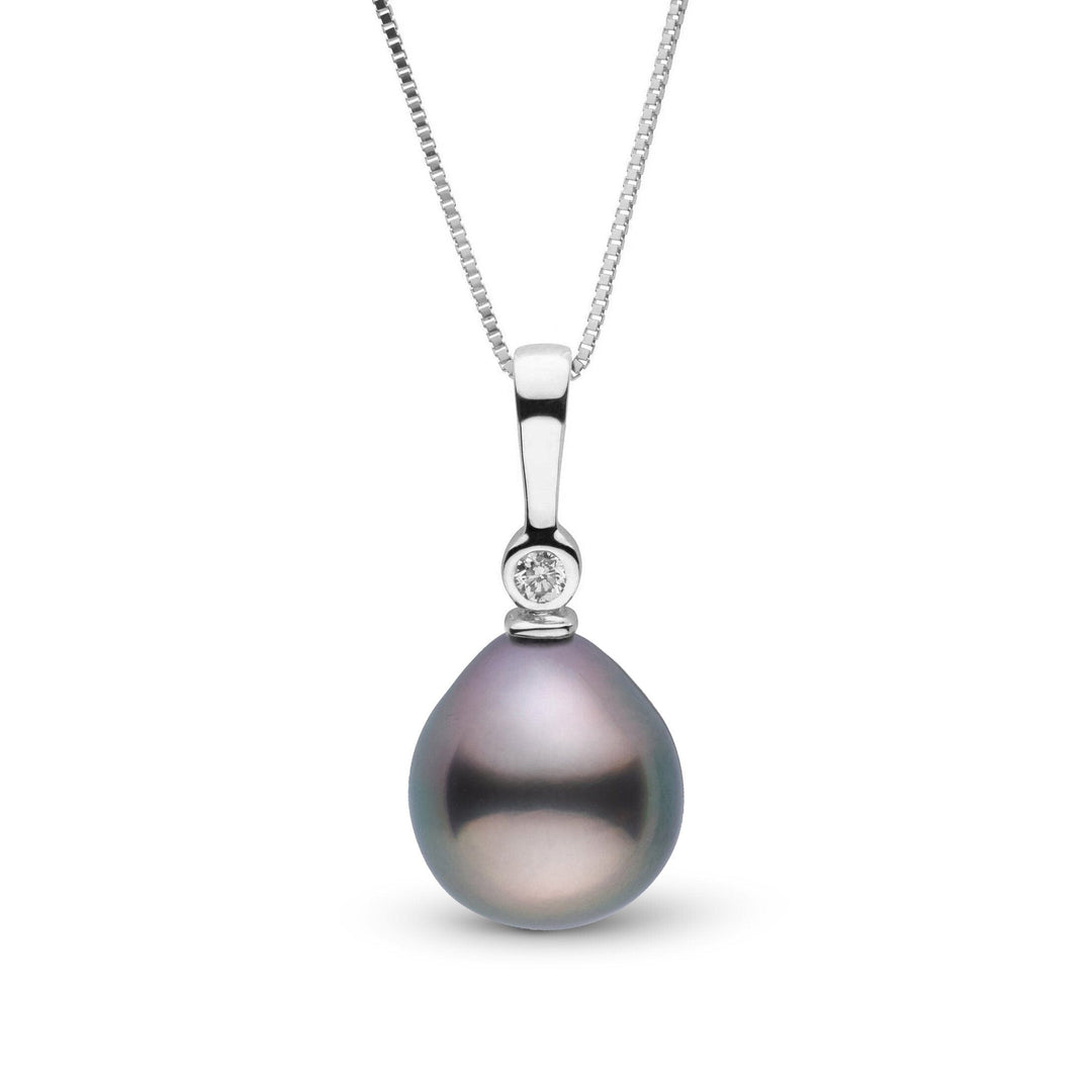 Aspire Collection 9.0-10.0 mm Drop Tahitian Pearl & Diamond Pendant wg