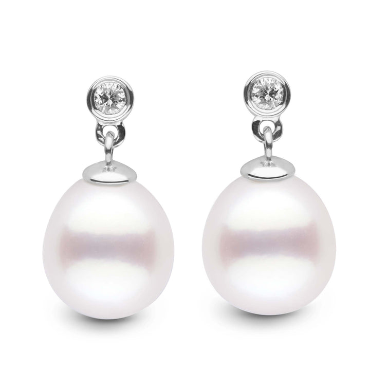 Brilliant Collection Drop White South Sea 10.0-11.0 mm Pearl & Diamond Dangle Earrings White gold