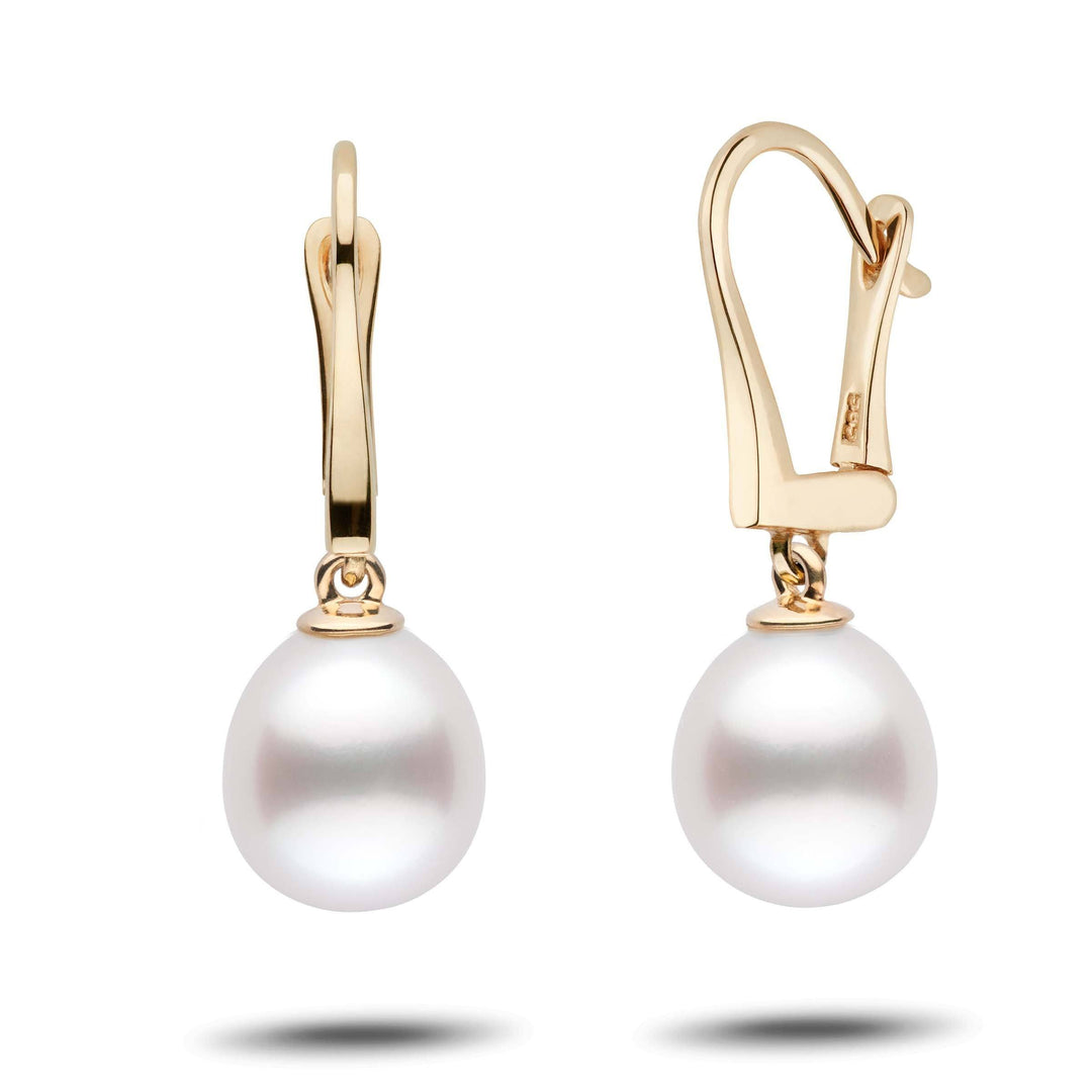 Classic Collection Drop White South Sea 10.0-11.0 mm Pearl Dangle Earrings Yellow Gold