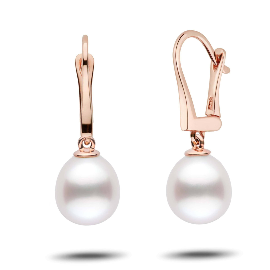 Classic Collection Drop White South Sea 10.0-11.0 mm Pearl Dangle Earrings Rose Gold