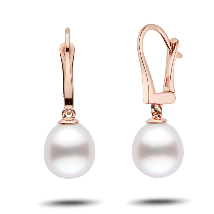 Classic Collection Drop White South Sea 10.0-11.0 mm Pearl Dangle Earrings Rose Gold