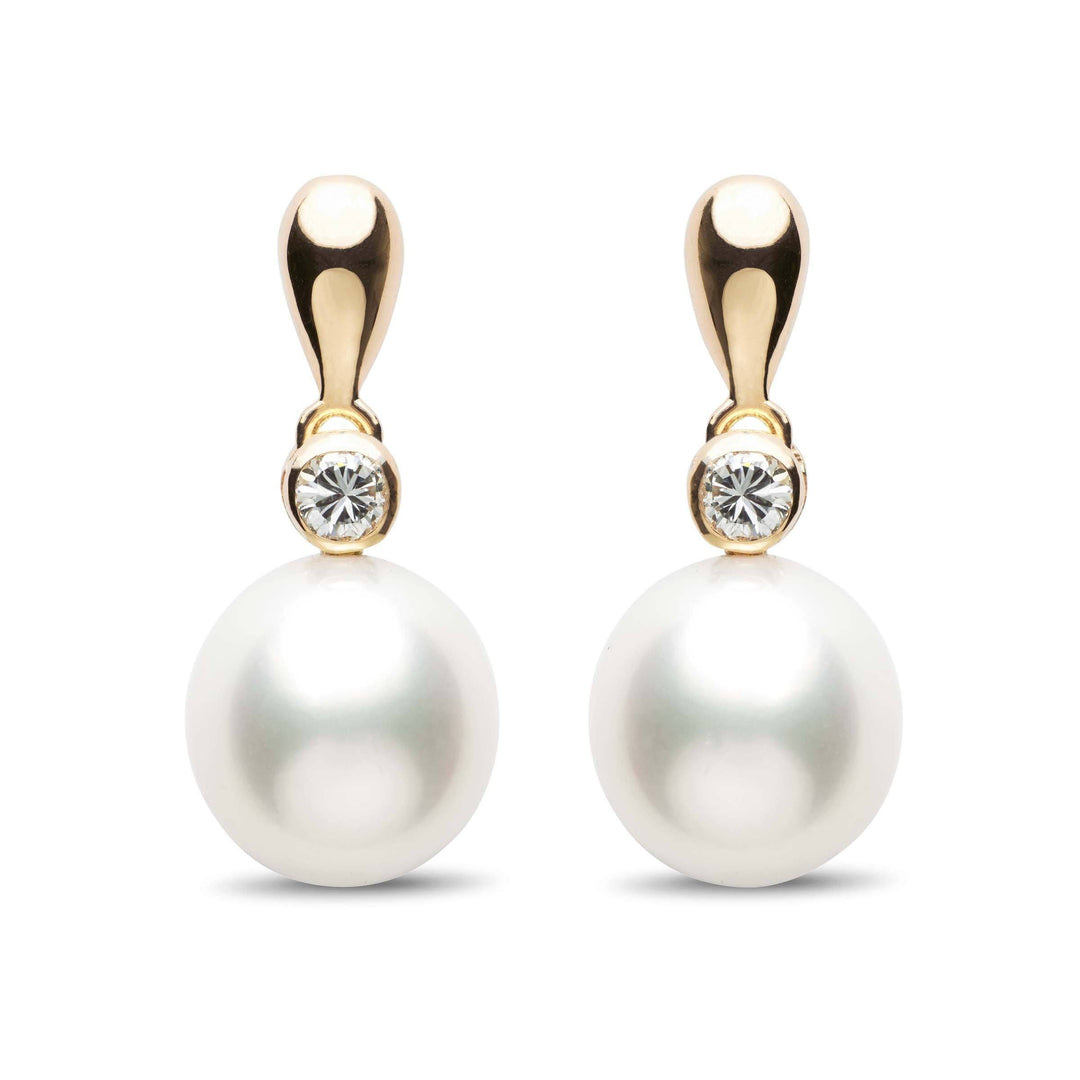 Dew Collection Drop White South Sea 10.0-11.0 mm Pearl and Diamond Earrings yg