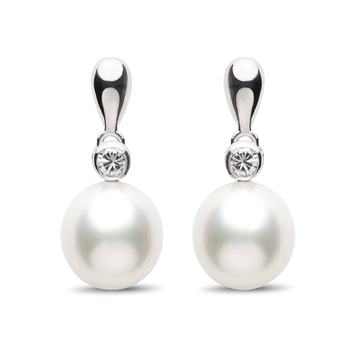 Dew Collection Drop White South Sea 10.0-11.0 mm Pearl and Diamond Earrings wg