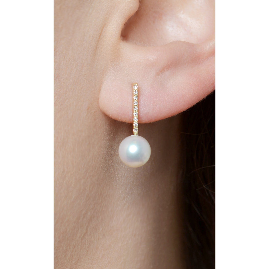 Diamond Bar Collection 7.5-8.0 mm Freshadama Pearl Earrings