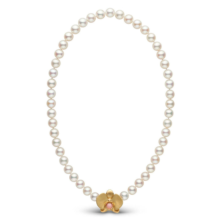 Monili Collection Phalaenopsis Orchid Clasp with Conch Pearl on 8.5-9 mm Freshadama Necklace