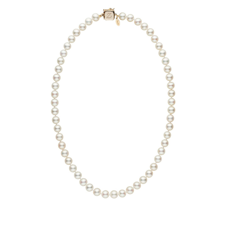 Personalized 18 Inch 7.5-8.0 mm White Freshadama Freshwater Pearl Square Clasp Necklace