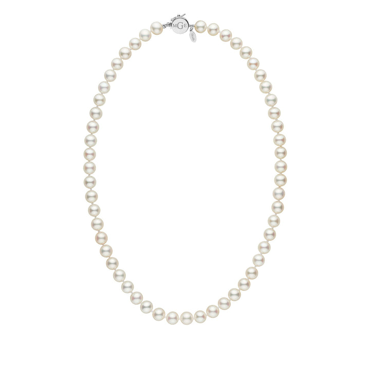 Personalized 18 Inch 7.5-8.0 mm White Freshadama Freshwater Pearl Circle Clasp Necklace