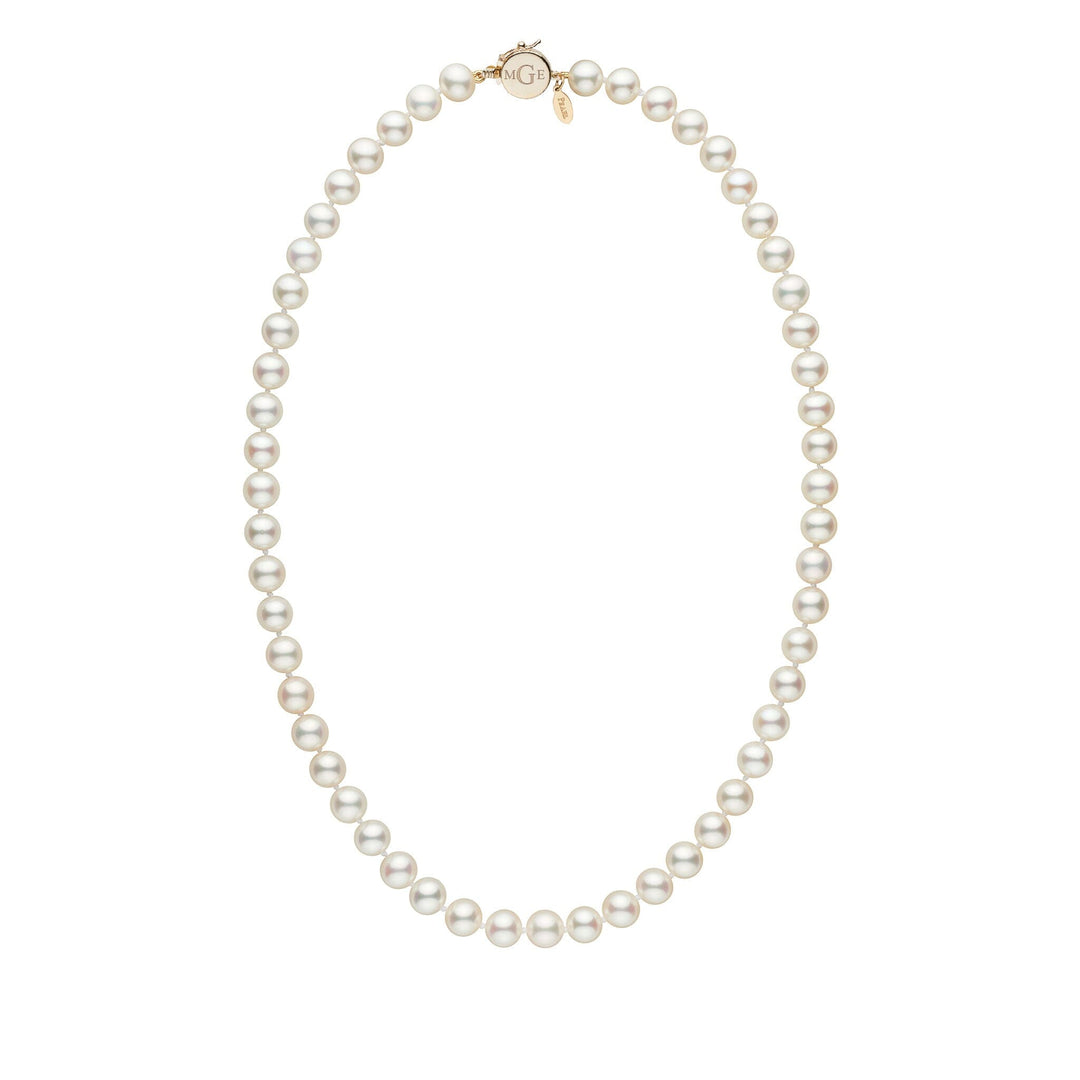 Personalized 18 Inch 7.5-8.0 mm White Freshadama Freshwater Pearl Circle Clasp Necklace