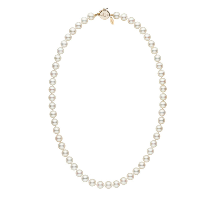 Personalized 18 Inch 7.5-8.0 mm White Freshadama Freshwater Pearl Circle Clasp Necklace