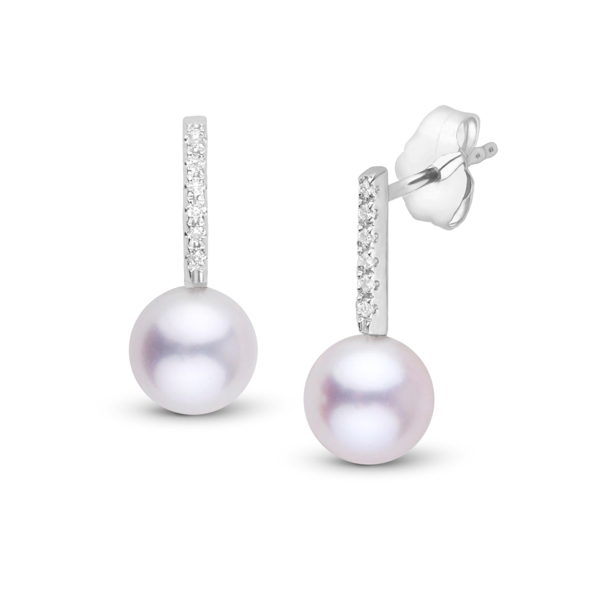 6.5-7.0 mm AAA White Freshwater Pearl Stud Earrings 14K White Gold by Pearl Paradise