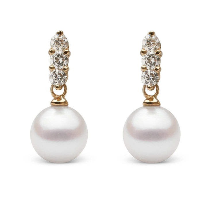 Trio Collection 8.0-8.5 mm Akoya Pearl and Diamond Earrings