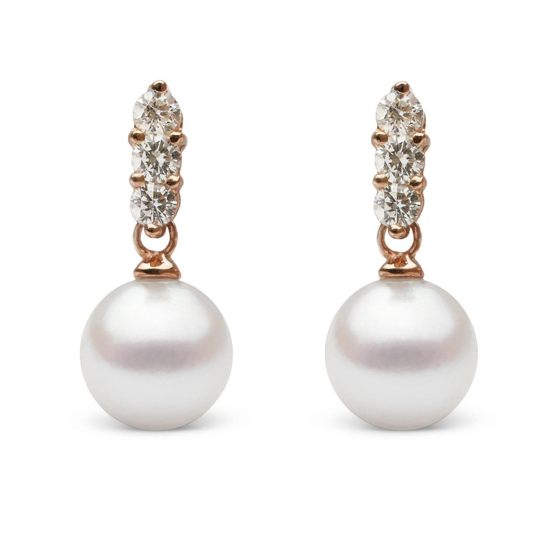 Trio Collection 8.0-8.5 mm Akoya Pearl and Diamond Earrings