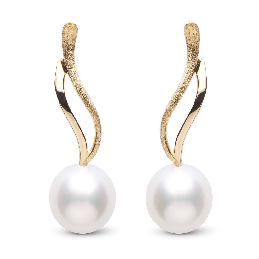 Wisp Collection Drop White South Sea 10.0-11.0 mm Pearl Earrings YG