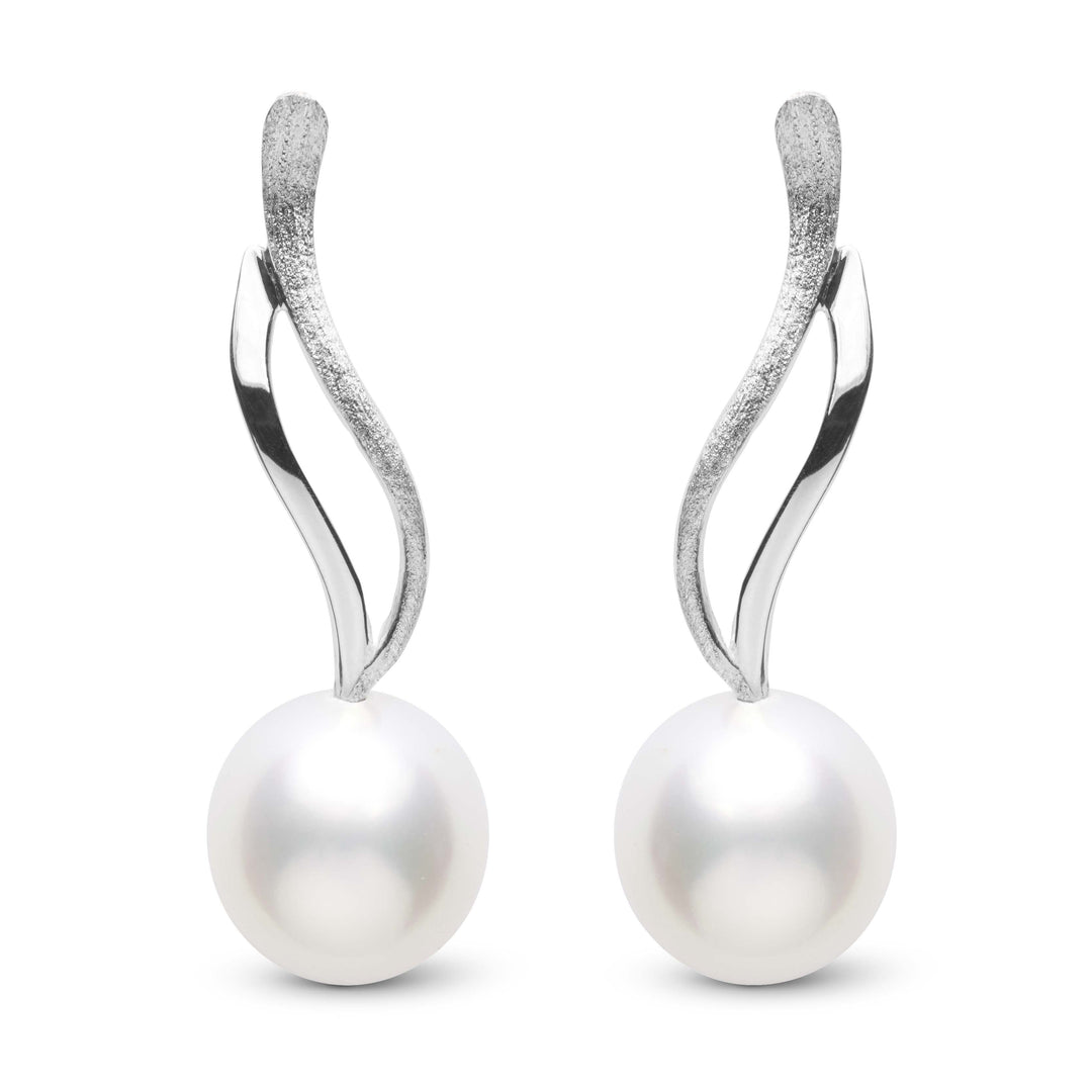 Wisp Collection Drop White South Sea 10.0-11.0 mm Pearl Earrings WG